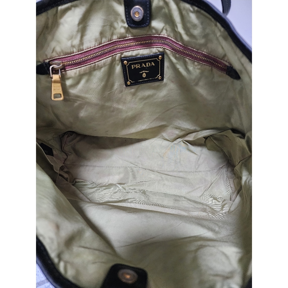 Prada Saffiano Trimmed Tessuto Tote Bag Black - Picture 13 of 14